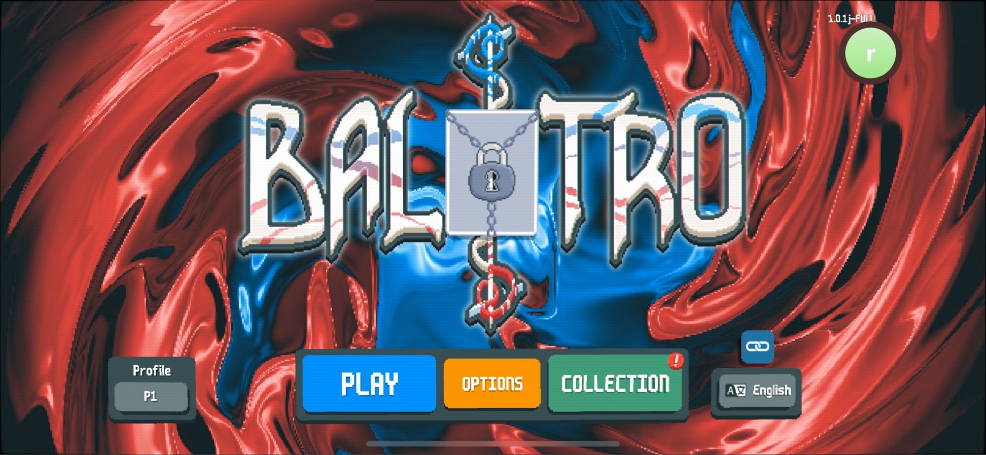 Balatro’s start screen