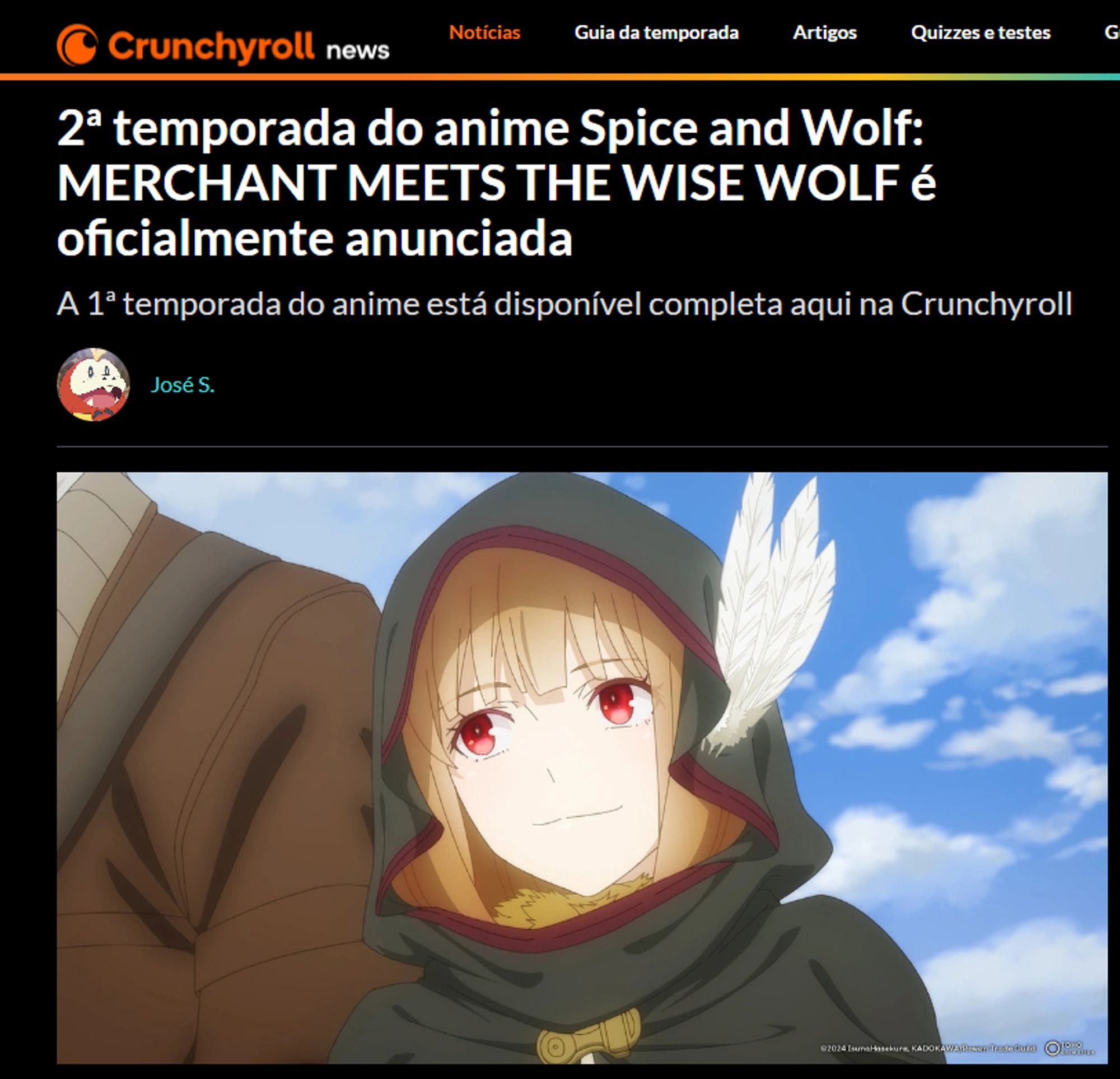 2° Temporada de Spice and Wolf anunciada. Fonte: Crunchyroll.