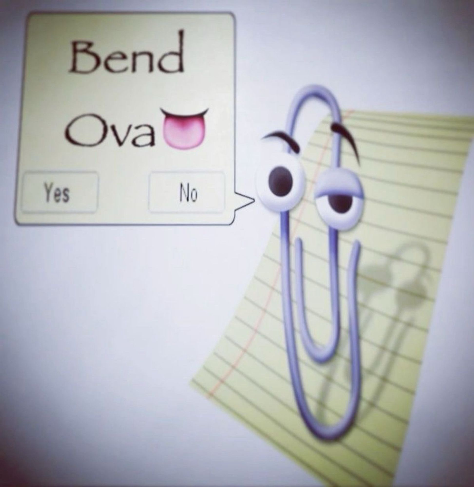 Microsoft Clippy asking the user to “Bend Ova👅