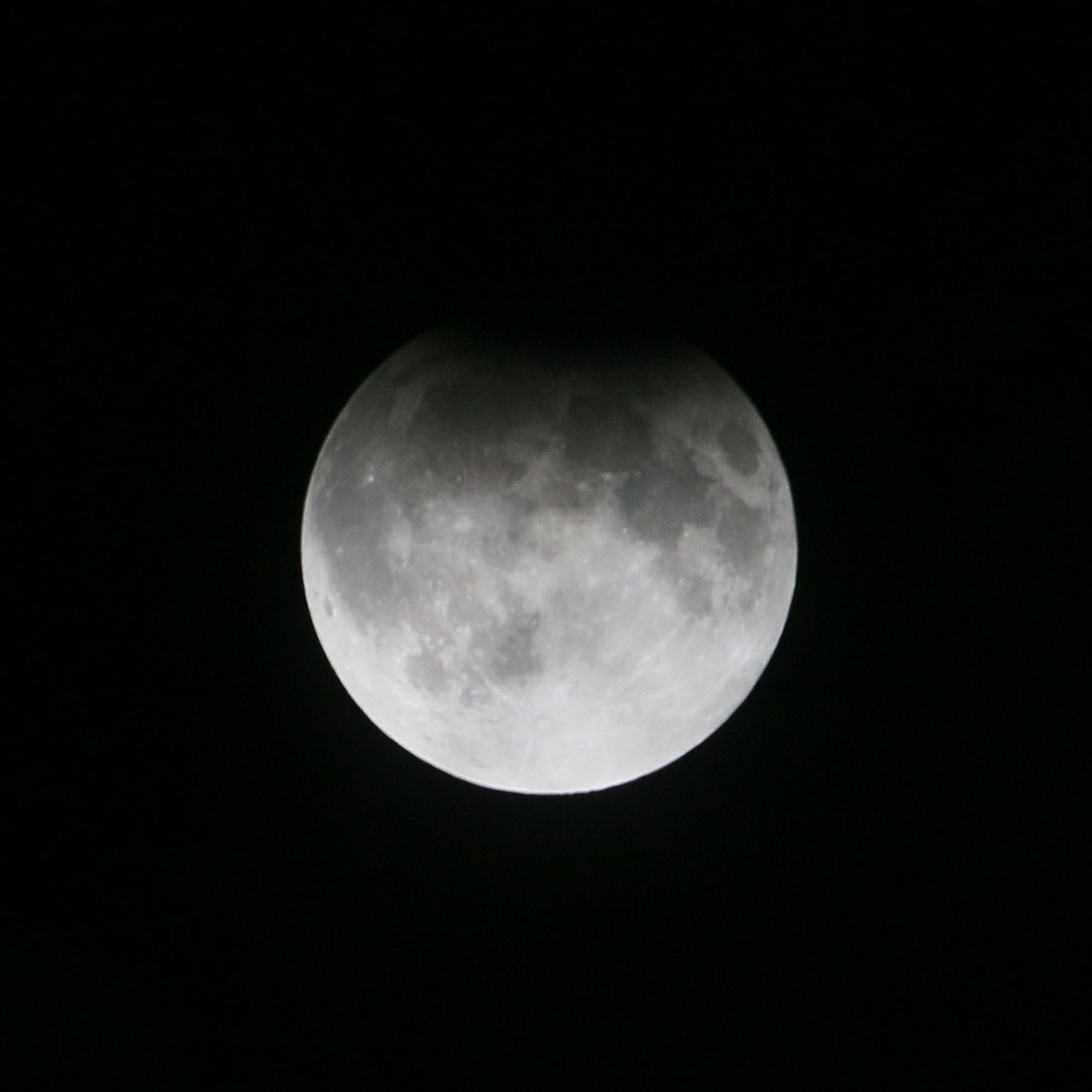 Moon with partial lunar eclipse obscuring top