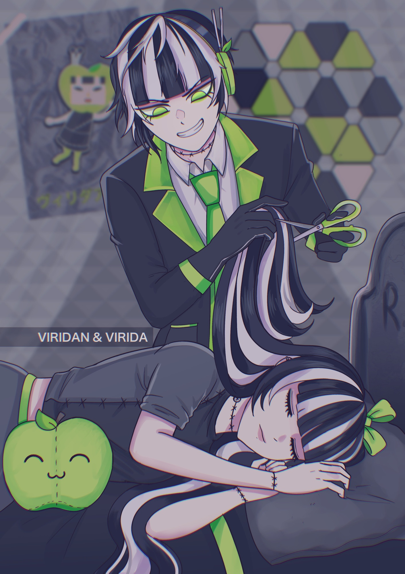 Viridan is cutting Virida’s hair in her sleep 