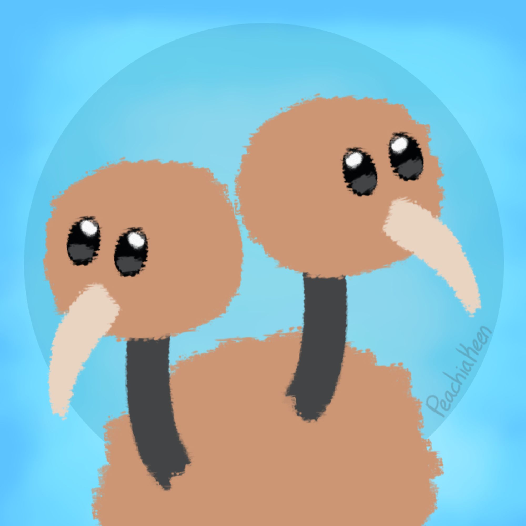 A digital drawing of Doduo, a creature from the "Pokémon" video game series.