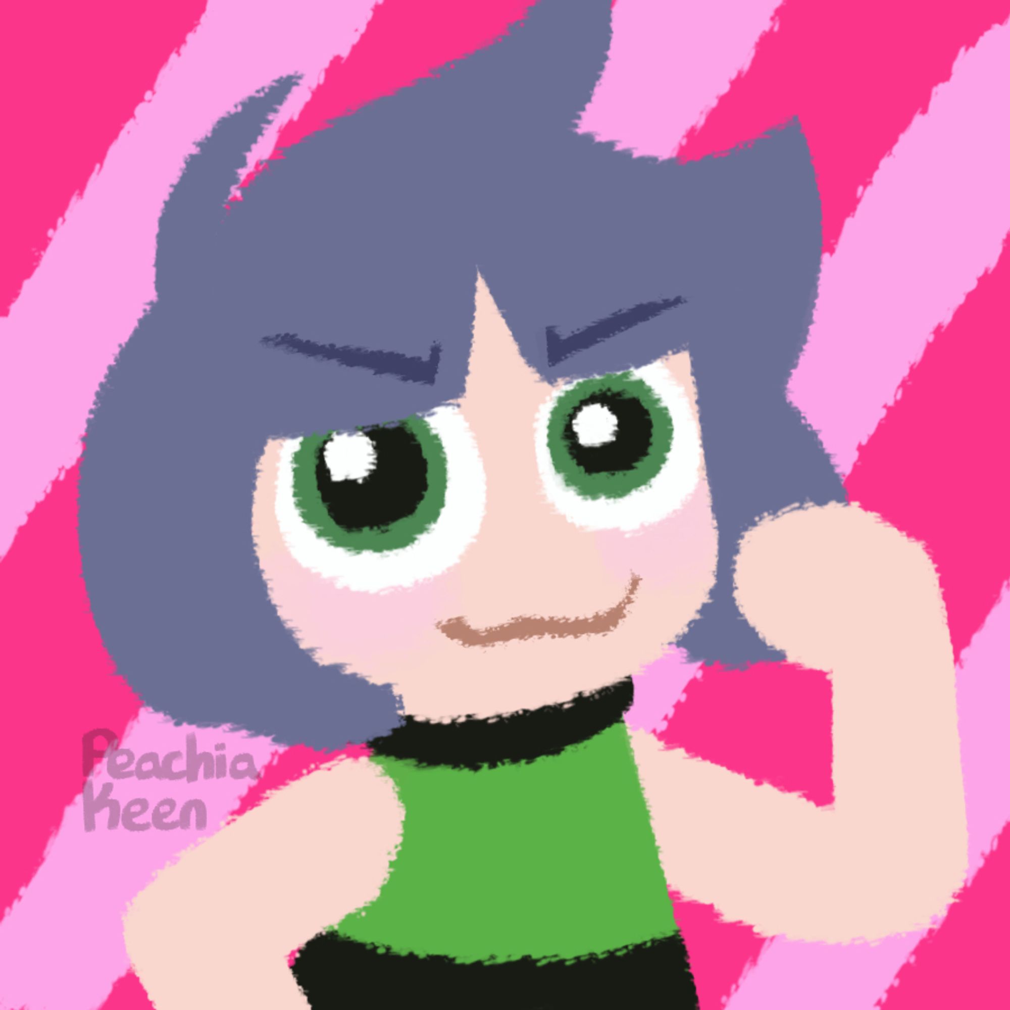 A digital drawing of Buttercup, a character from the animated show "The Powerpuff Girls".