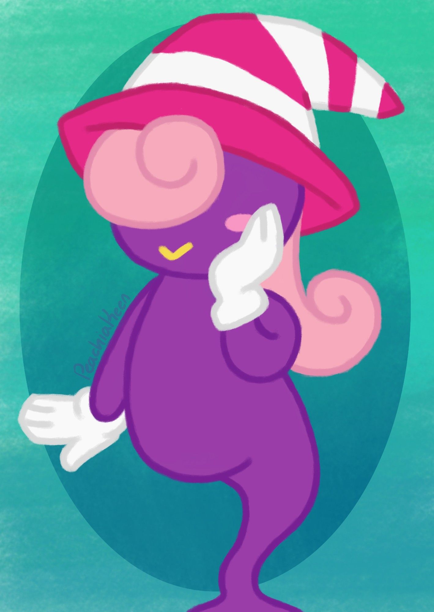 A digital drawing of Vivian, a character from the "Paper Mario" video game franchise.