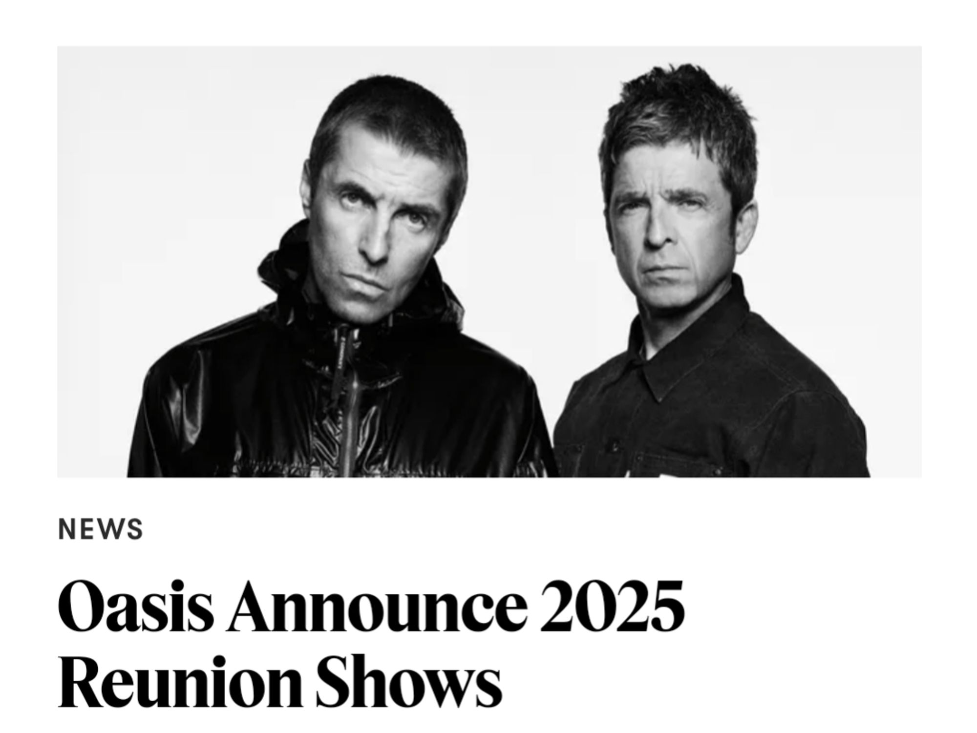 Oasis Announce 2025 Reunion Shows