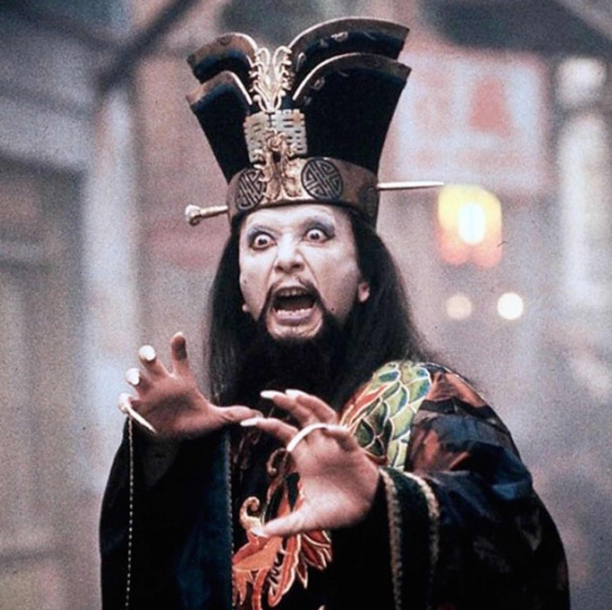 Photo of James Hong playing David Lo Pan (in his immortal demon aspect) in "Big Trouble in Little China".