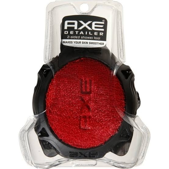 A picture of the 'Axe detailer', a scrubby pad for guys who think the world is going to force them to suck dick just because they have good skincare routines...