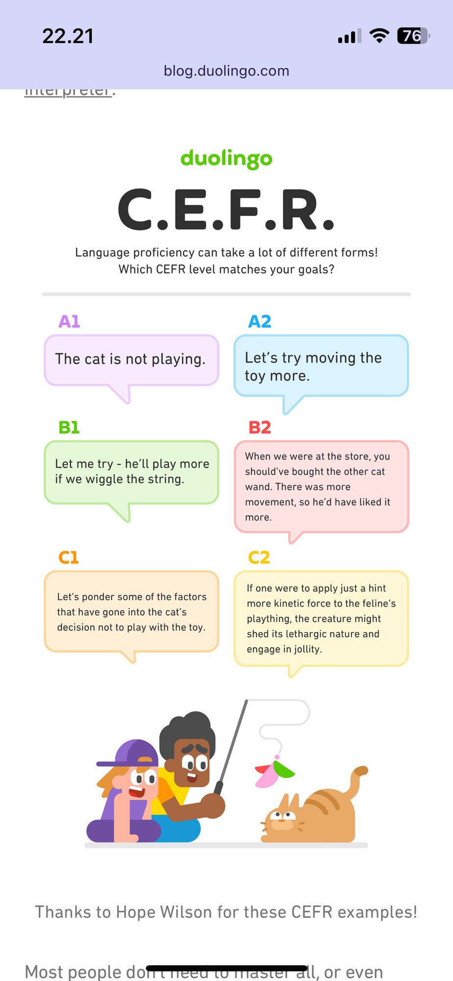 screenshot explaining cefr levels.