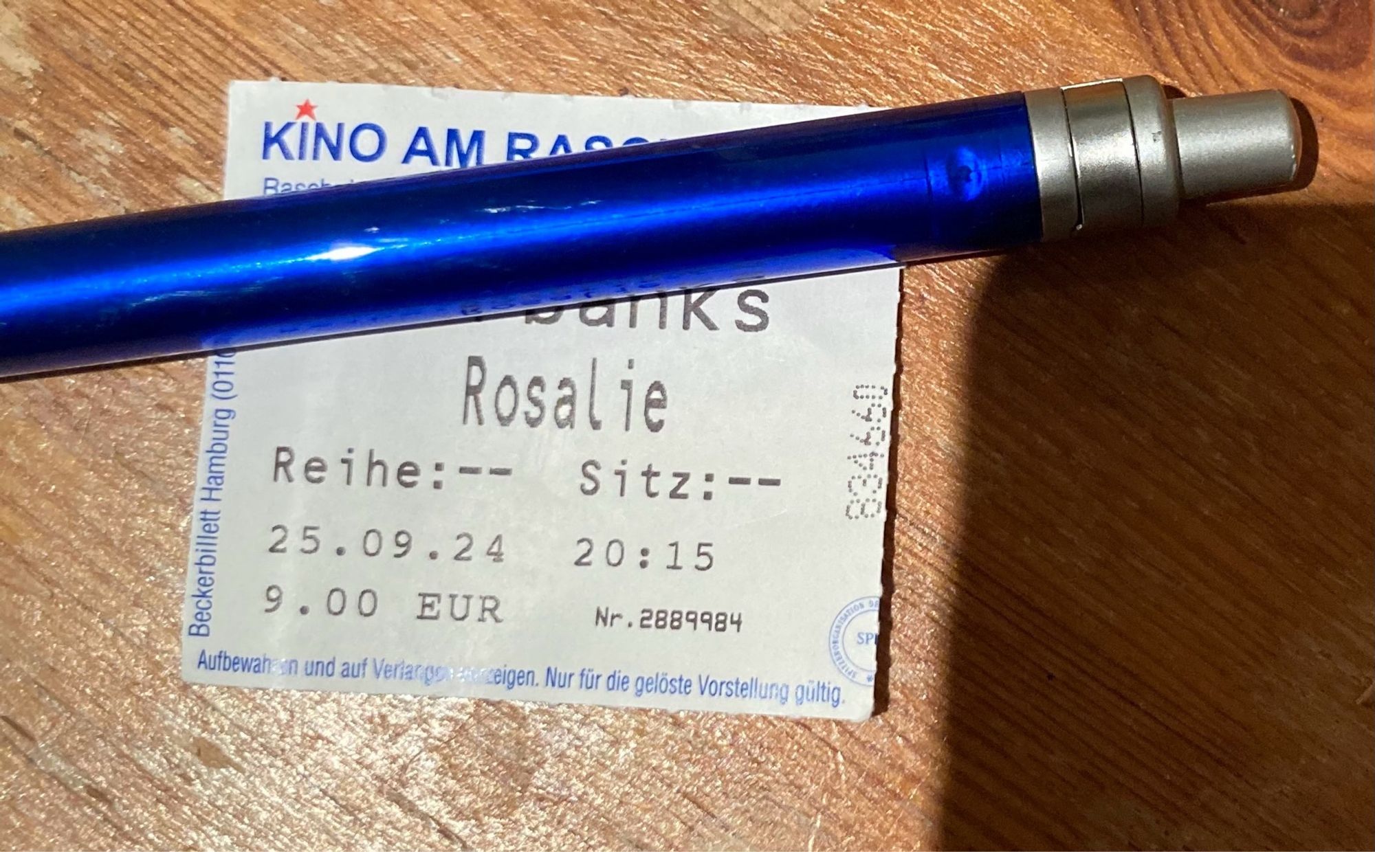 Ein Kinoticket für den Film Rosalie