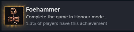 image of the steam achievement "foehammer: complete the game in honour mode" for baldur's gate 3