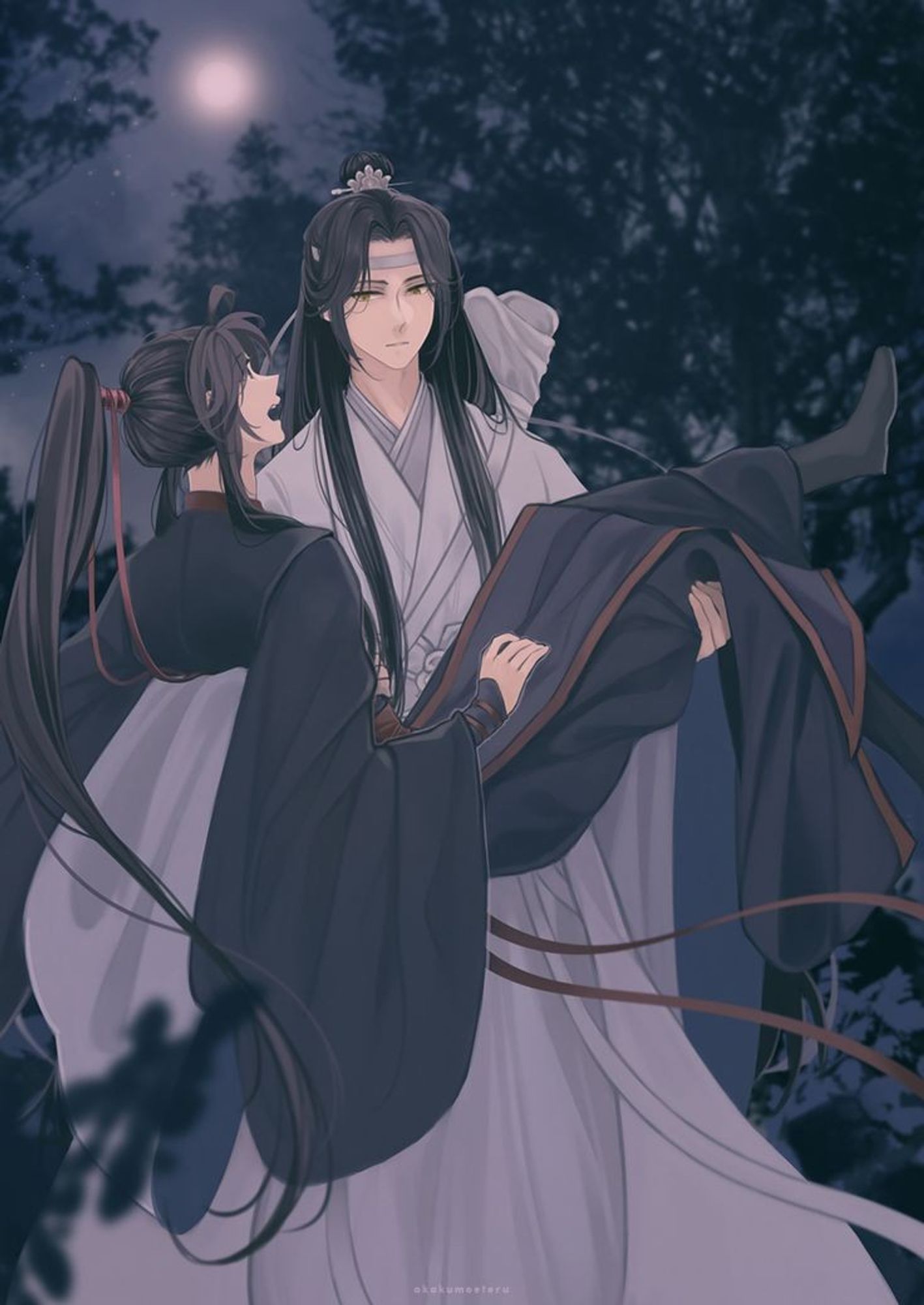 WangXian, illustration from mdzs volume 1 in French, by Kura @akakumoeteru.bsky.social on Bluesky / @akakumoeteru on X