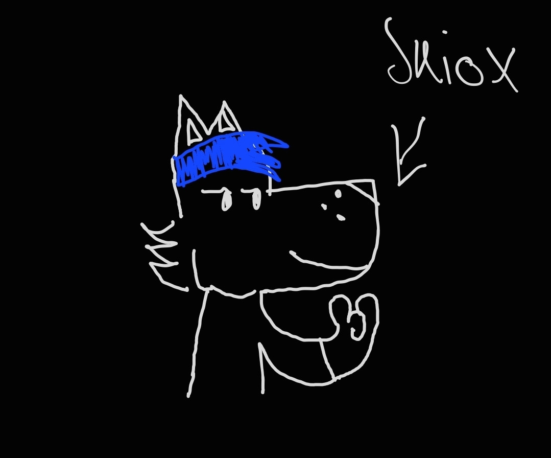 Grey Furry wolf with blue hair named Skiox