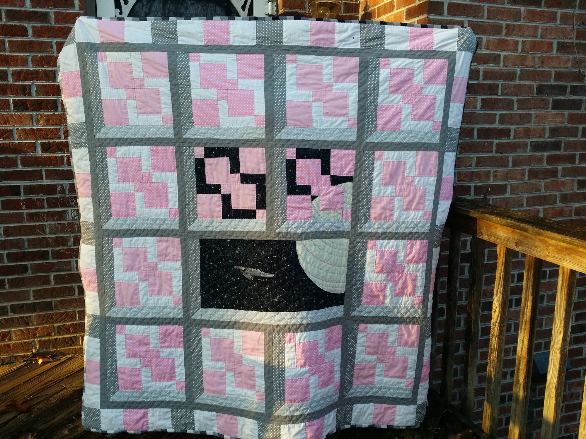 Pink Star Trek quilt