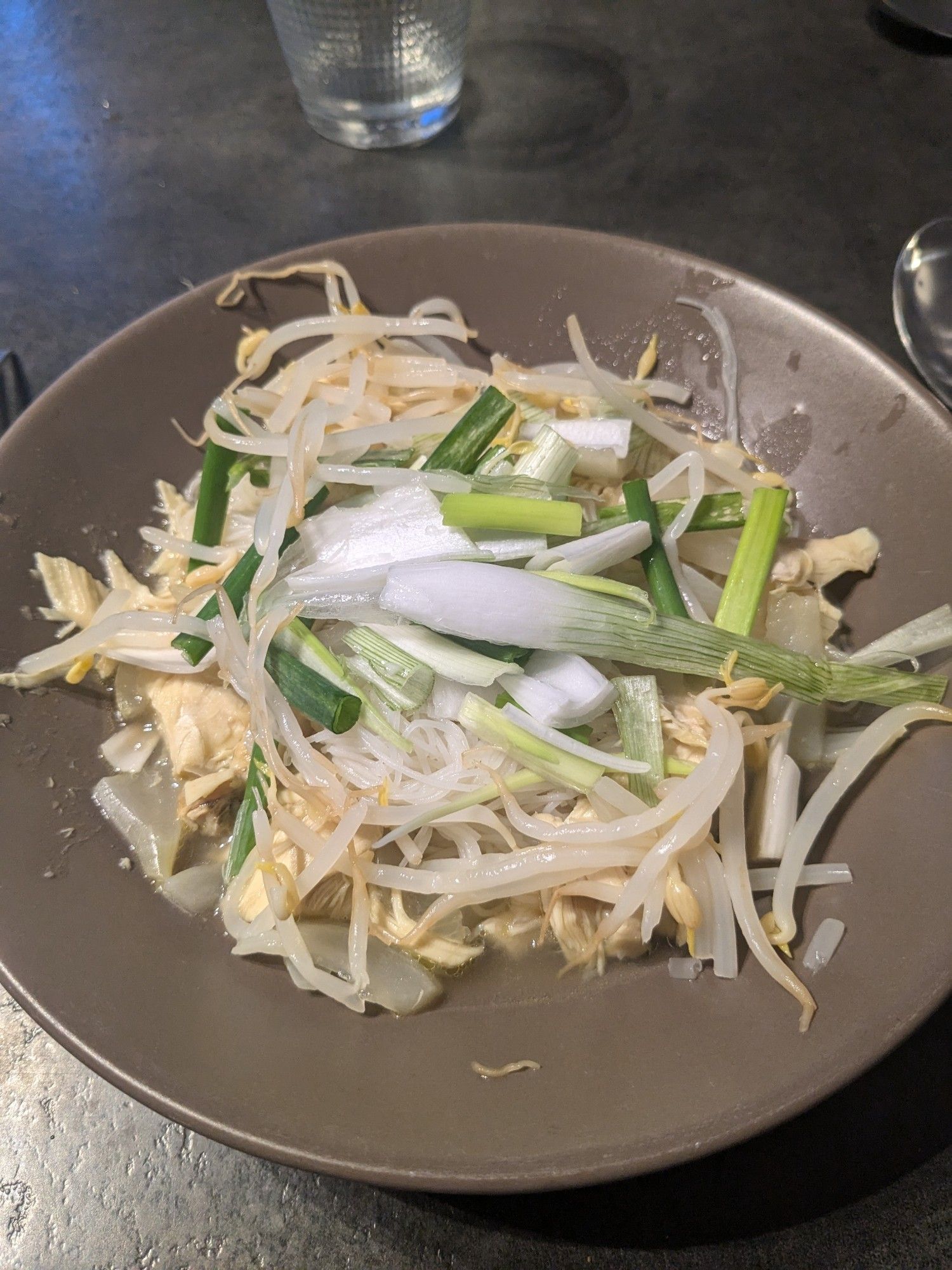 Bref des pâtes avec de poulet et d'autres trucs dans un bouillon de légumes. Mais c'était vachement bon