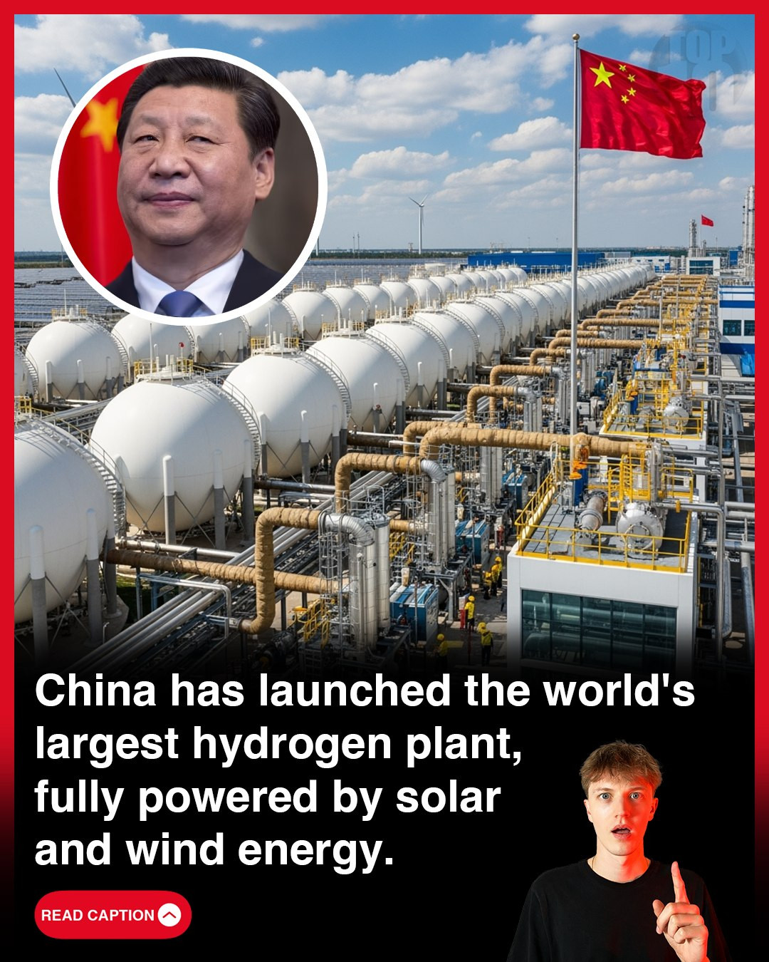 China launched the world's largest hydrogen plant fully powered by solar and wind energy.