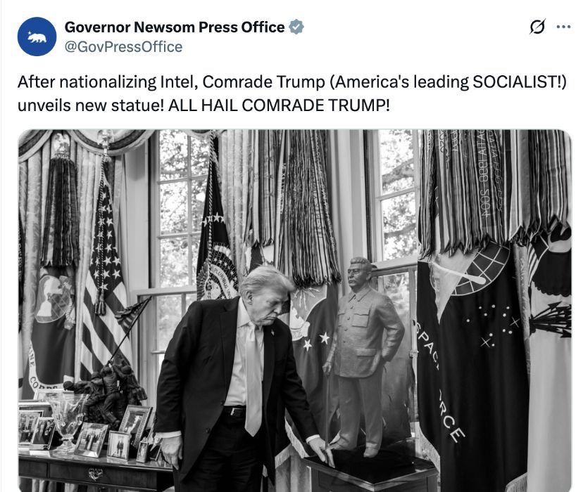 Gavin Newsom trolls Trump with statue of Stalin