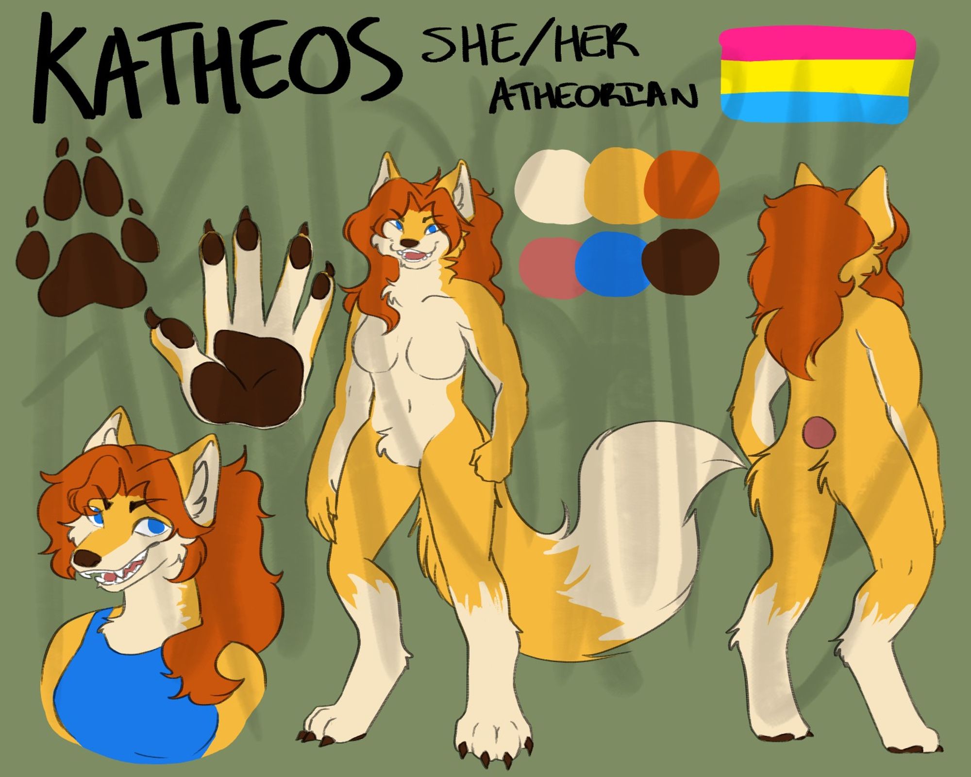 drawn image of canine furry reference sheet