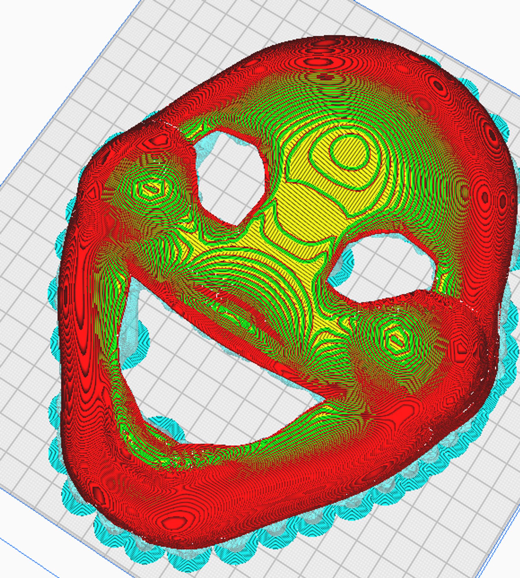 3D Model of Mask, in slicing software showing layers for 3D printing