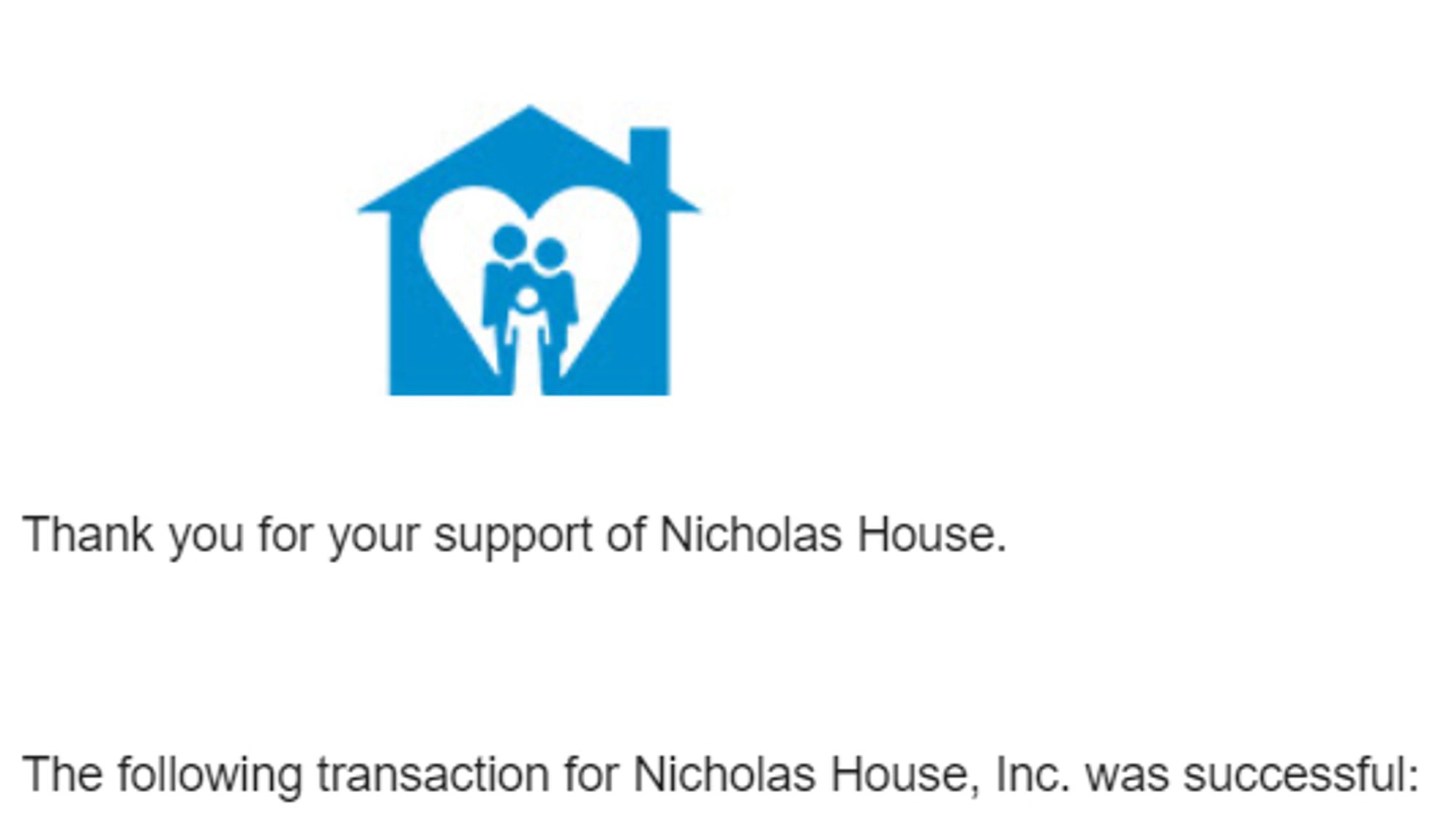 donation receipt for Nicholas House