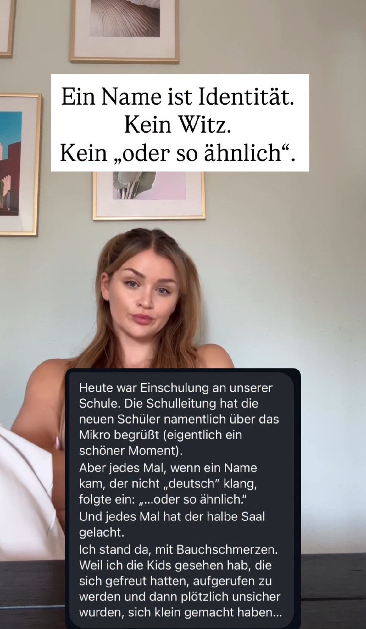 Ein Name ist Identität.
Kein Witz.
Kein „oder so ähnlich".
Heute war Einschulung an unserer Schule. Die Schulleitung hat die neuen Schüler namentlich über das Mikro begrüßt (eigentlich ein schöner Moment).
Aber jedes Mal, wenn ein Name kam, der nicht „deutsch" klang, folgte ein: „...oder so ähnlich." Und jedes Mal hat der halbe Saal gelacht.
Ich stand da, mit Bauchschmerzen.
Weil ich die Kids gesehen hab, die sich gefreut hatten, aufgerufen zu werden und dann plötzlich unsicher wurden, sich klein gemacht haben...
