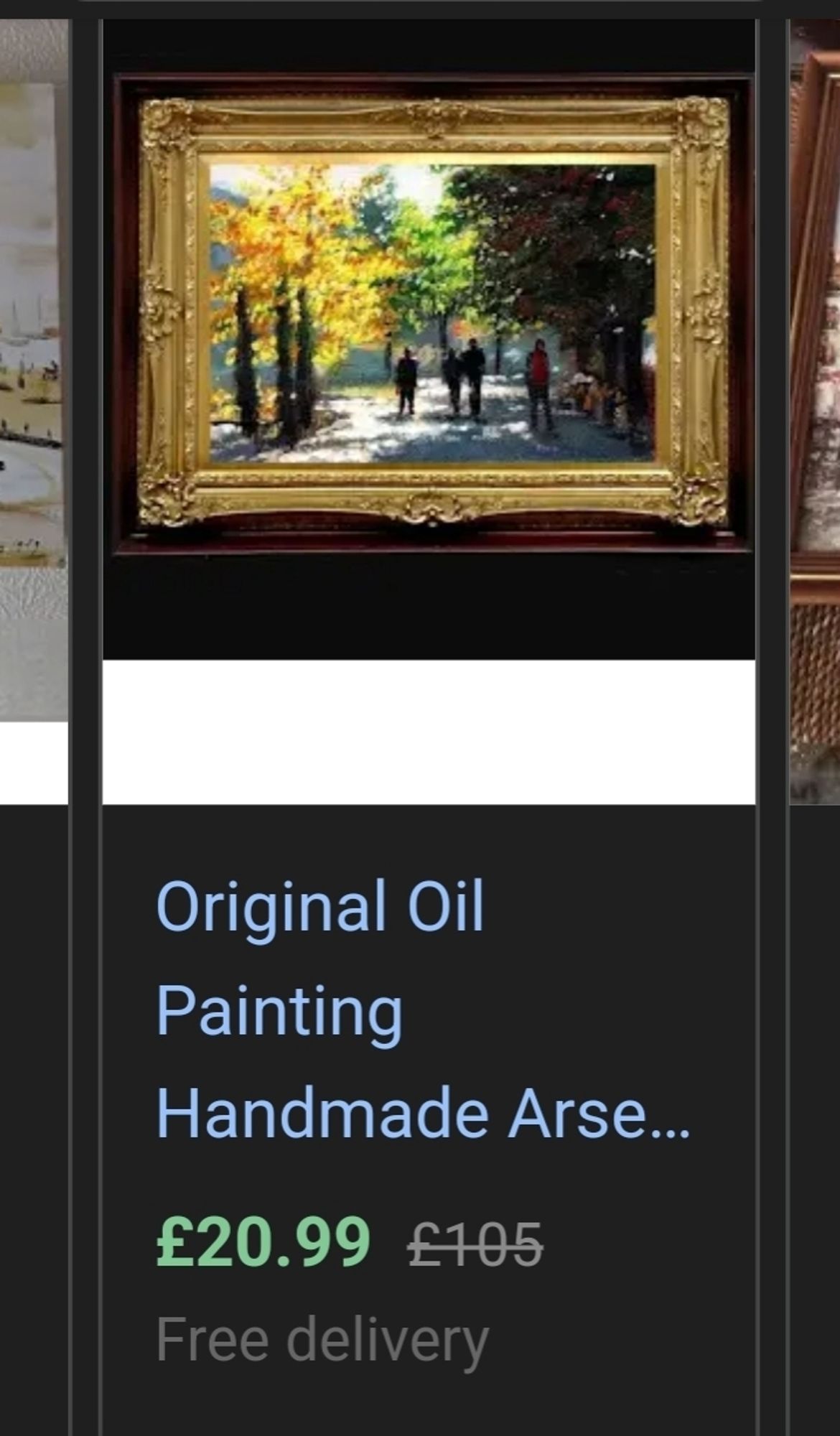 Picture of a painting for sale. Ad readsr
 'Original oil painting handmade arse'