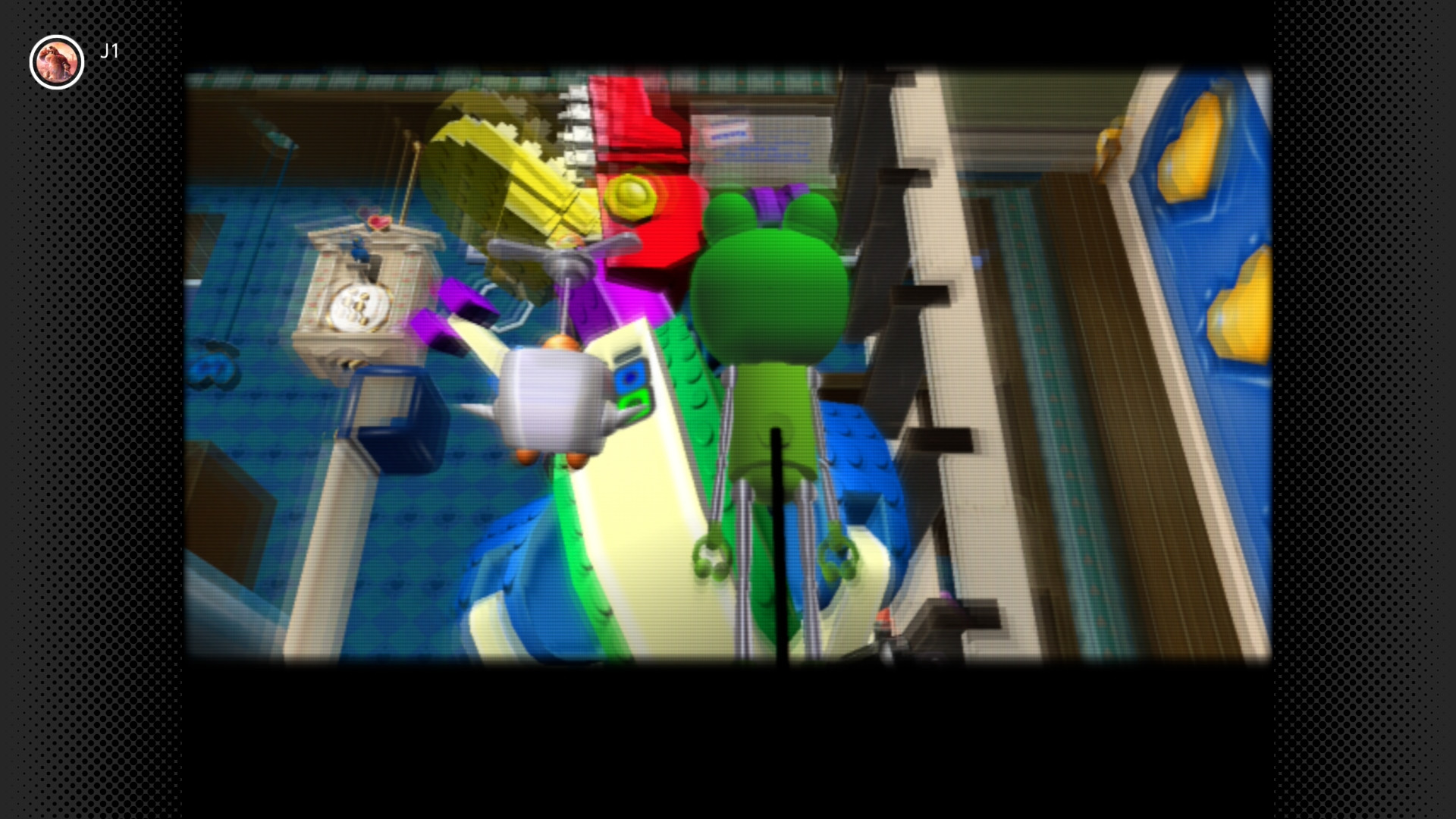 Chibi-Robo and Telly Vision encounter a big T-Rex made out of Legos (tm)
