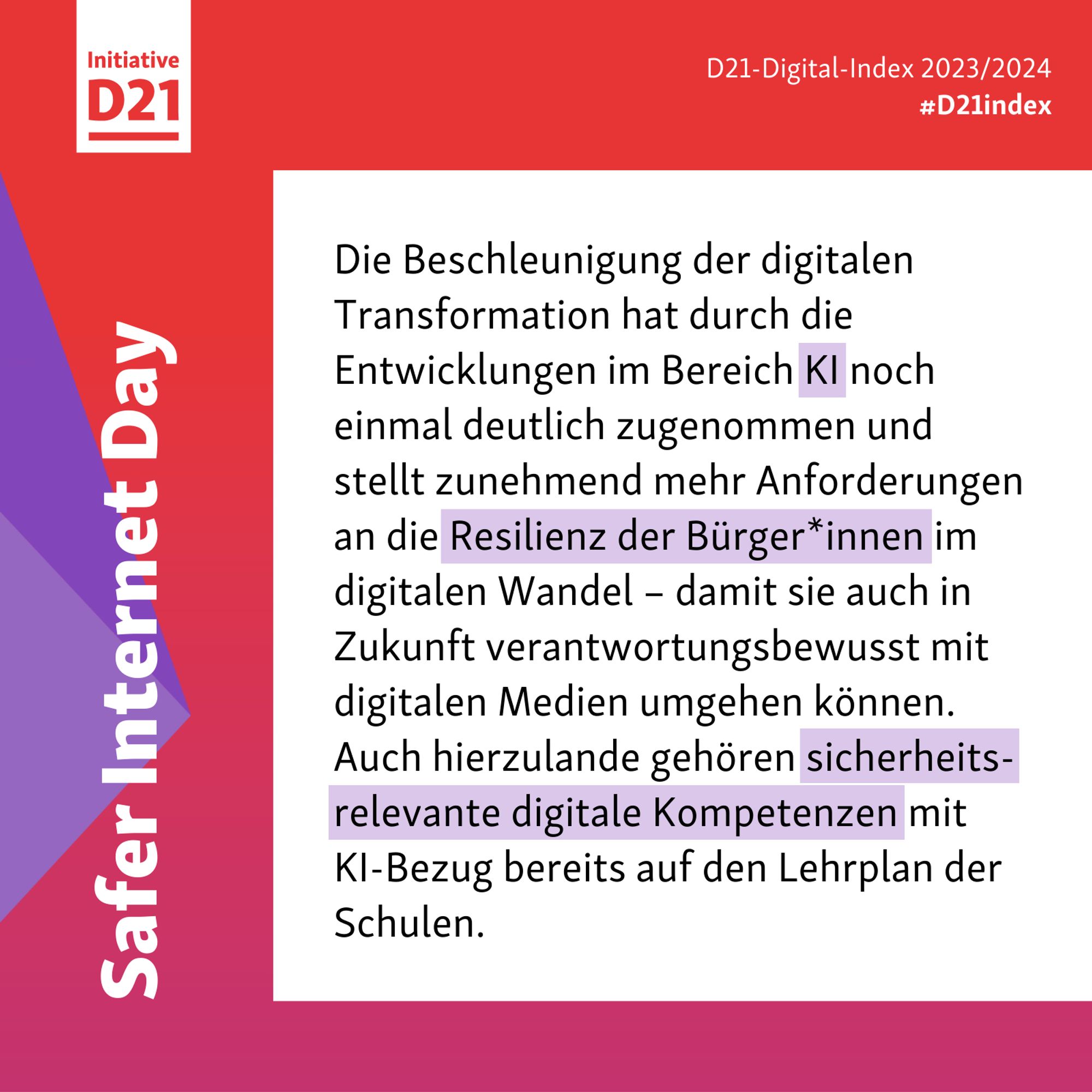 Die Beschleunigung der digitalen Transformation hat durch die Entwicklungen im Bereich KI noch einmal deutlich zugenommen und stellt zunehmend mehr Anforderungen an die #Resilienz der Bürger*innen im digitalen Wandel – damit sie auch in Zukunft verantwortungsbewusst mit digitalen Medien umgehen können. Auch hierzulande gehören sicherheitsrelevante digitale Kompetenzen mit KI-Bezug bereits auf den Lehrplan der Schulen gehören.