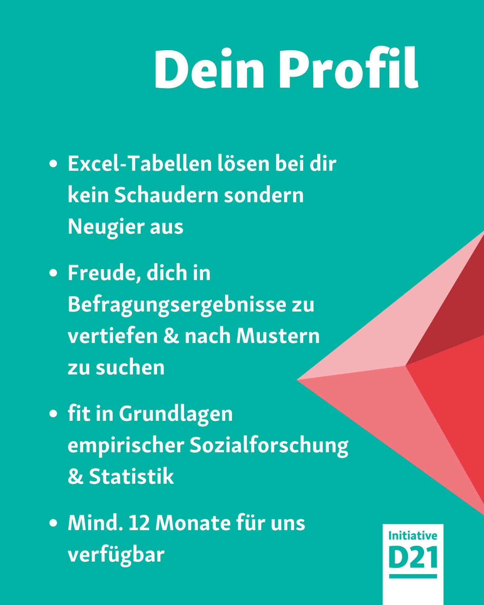 Excel-Tabellen lösen bei dir kein Schaudern sondern Neugier aus

Freude, dich in Befragungsergebnisse zu vertiefen & nach Mustern      zu suchen

fit in Grundlagen empirischer Sozialforschung & Statistik

Mind. 12 Monate für uns verfügbar