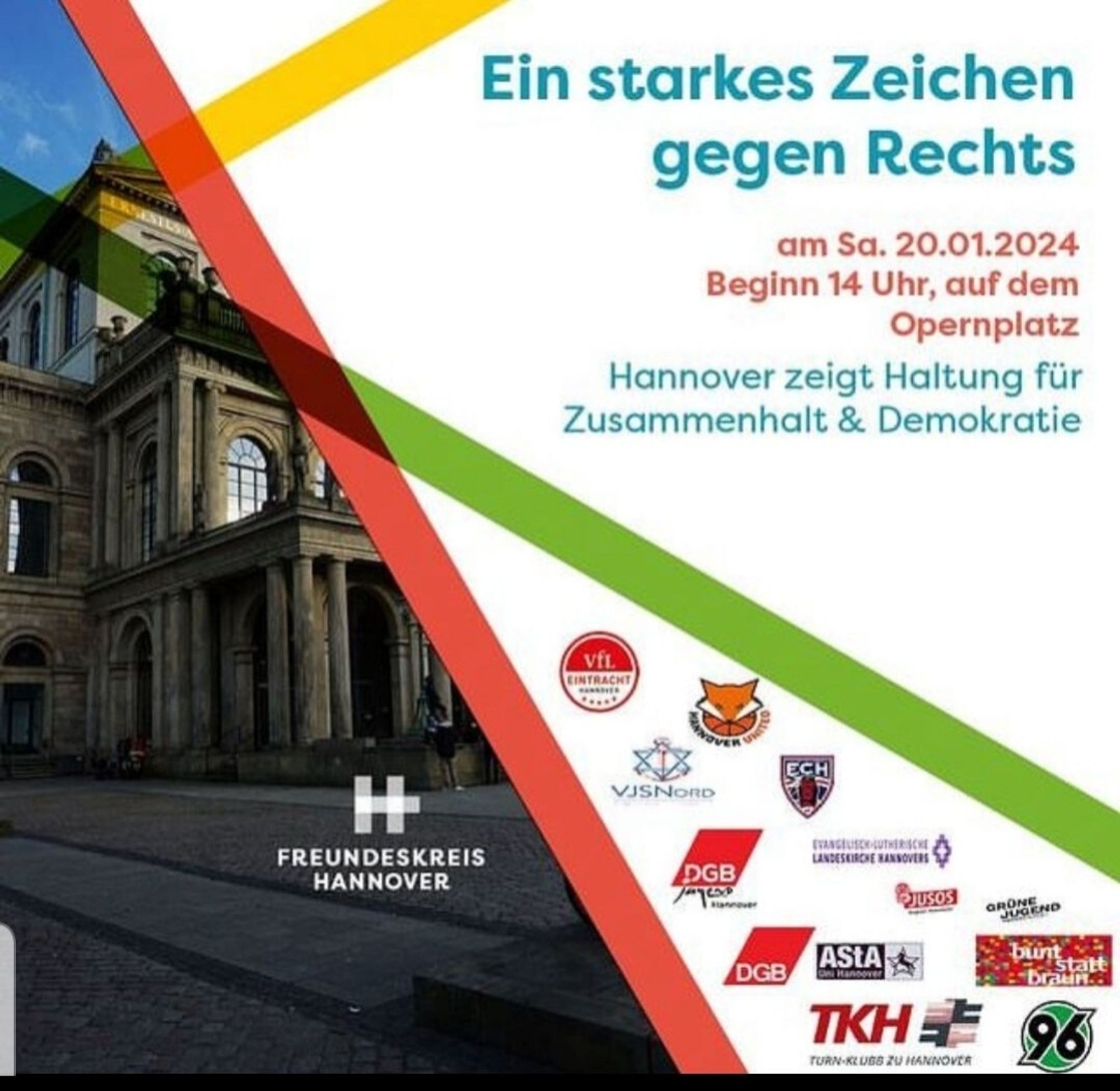 Plakat für ein starkes Zeichen gegen Rechts 
Samstag opernplatz hannover ab 14 Uhr