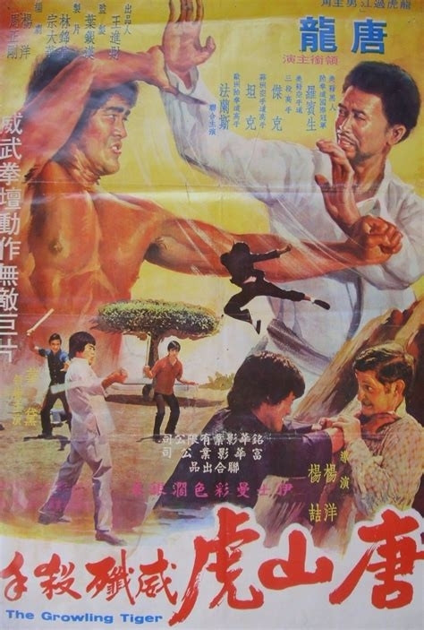 Poster for the film Black Dragon vs The Yellow Tiger. It's images show various cast members fighting each other.