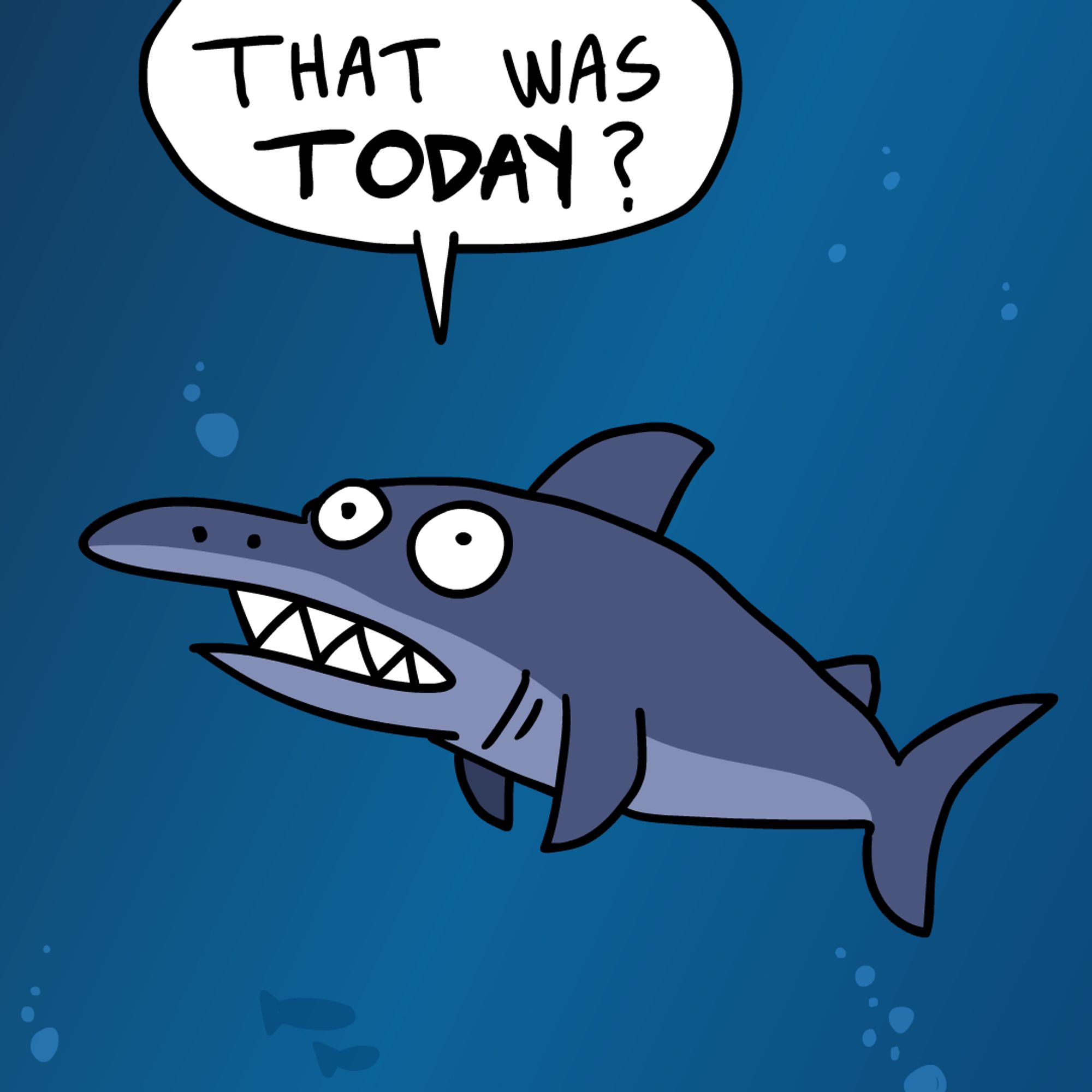 Funny shark says: That was today?!