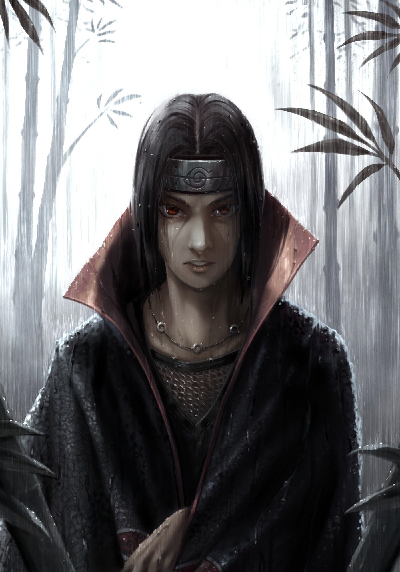 a semi-realistic fan art of Itachi Uchiha from Naruto