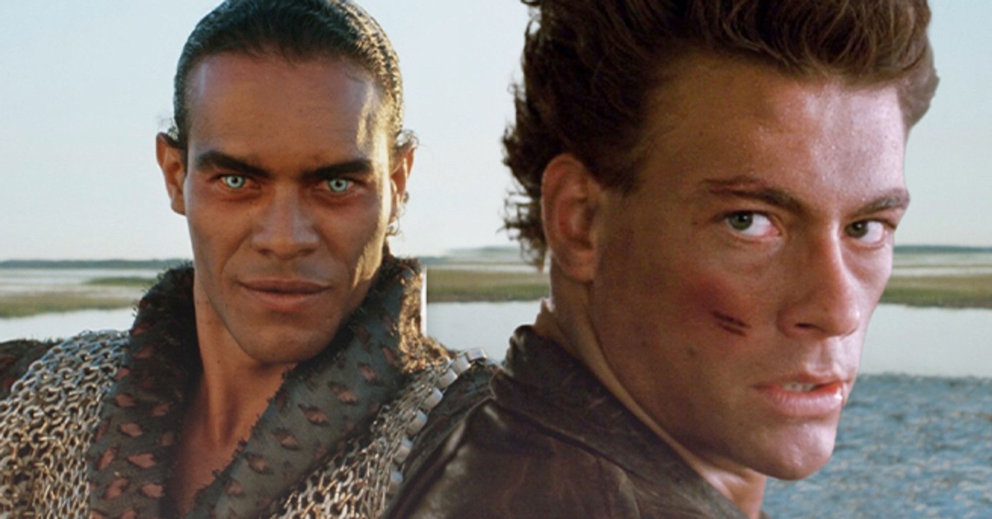 Vincent Klyn and Jean-Claude Van Damme in Albert Pyun’s “Cyborg.” Two tough-ass dudes in a post apocalyptic world. 