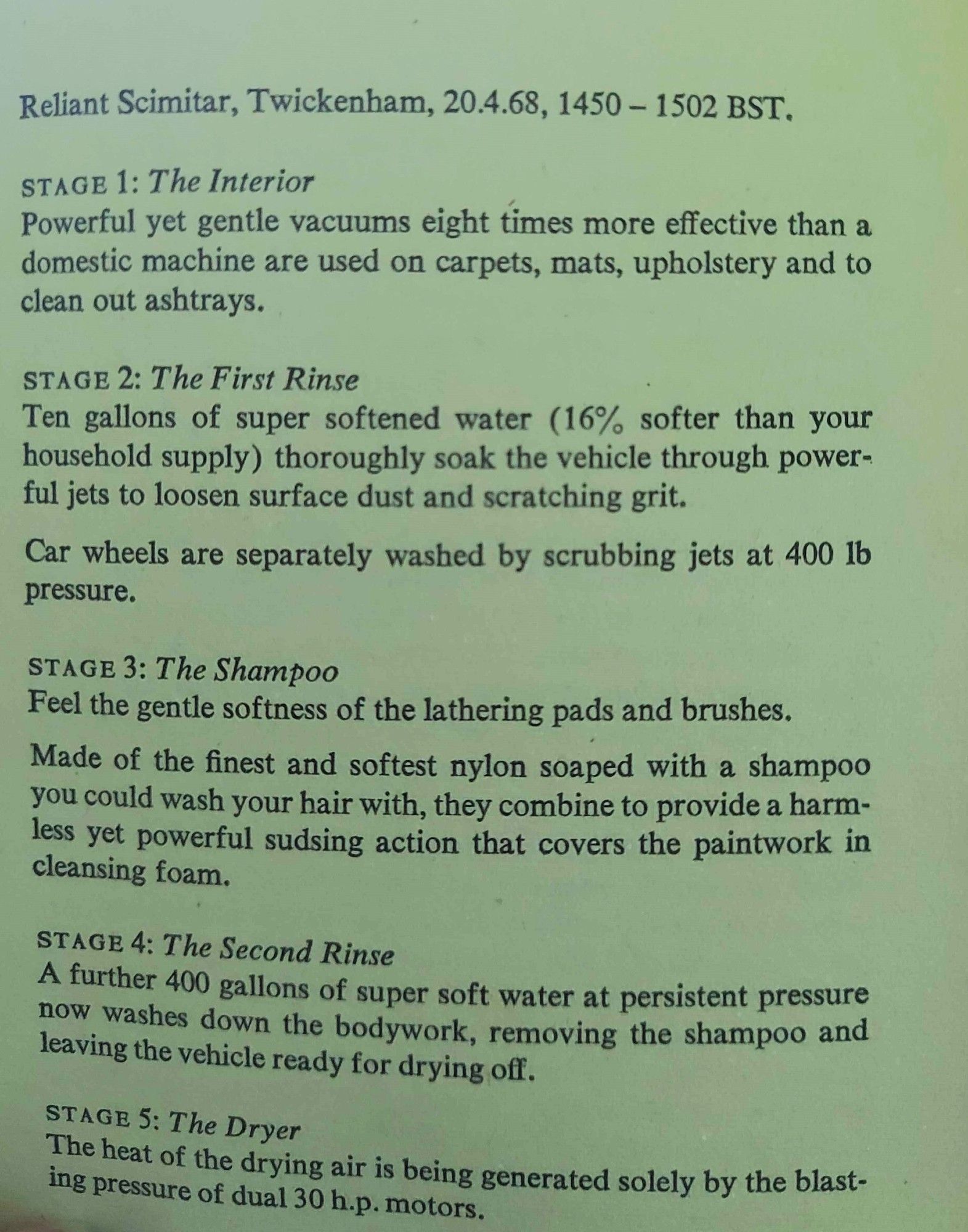 Poem Listing instructions for cleaning a car