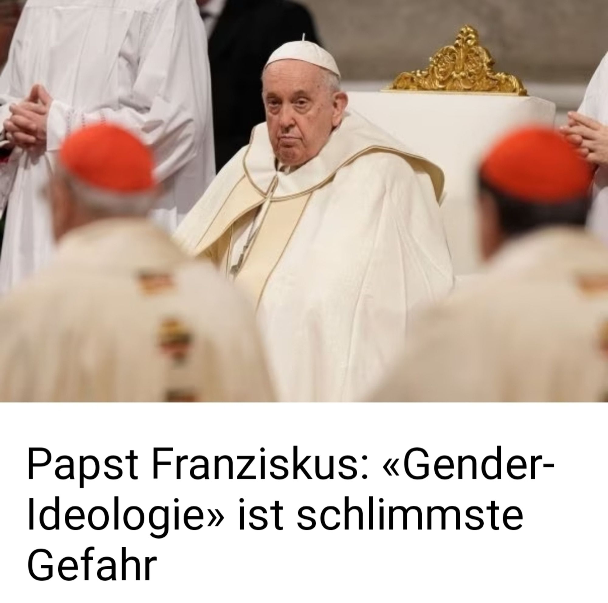 Papst Franziskus nennt "Gender-Ideologie" die schlimmste Gefahr unserer Zeit