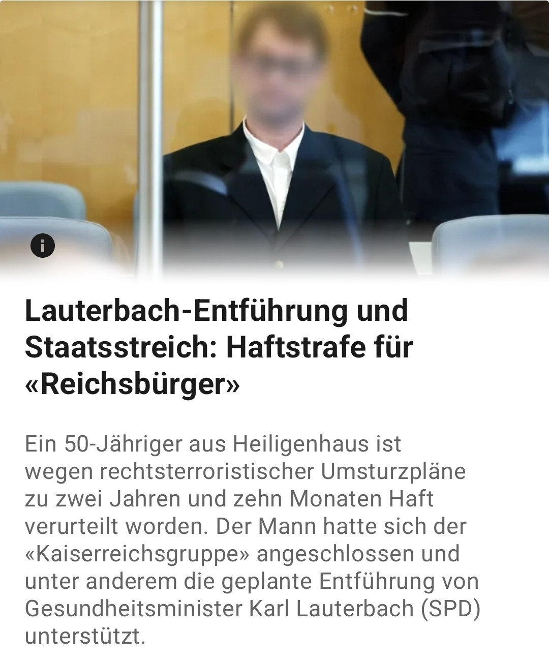 Ein Mitglied der rechten «Kaiserreichsgruppe» ist vom Oberlandesgericht Düsseldorf zu einer Haftstrafe von zwei Jahren und zehn Monaten verurteilt worden. Das Gericht fand den 50-jährigen ehemaligen Techniker aus Heiligenhaus der Mitgliedschaft in einer terroristischen inländischen Vereinigung und der Vorbereitung eines hochverräterischen Unternehmens für schuldig.