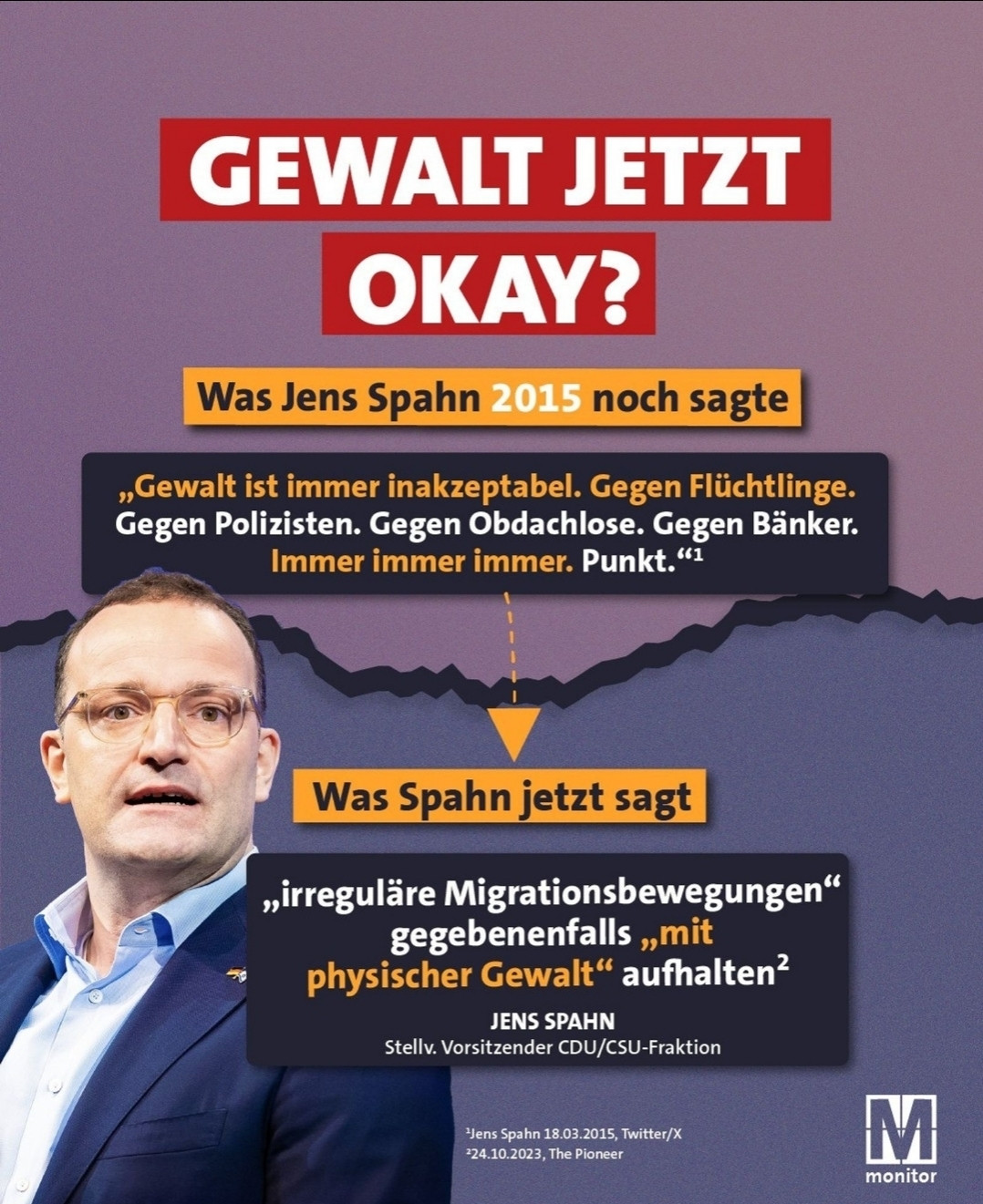 Jens Spahn spricht sich für Gewalt im Kontext von Migration aus