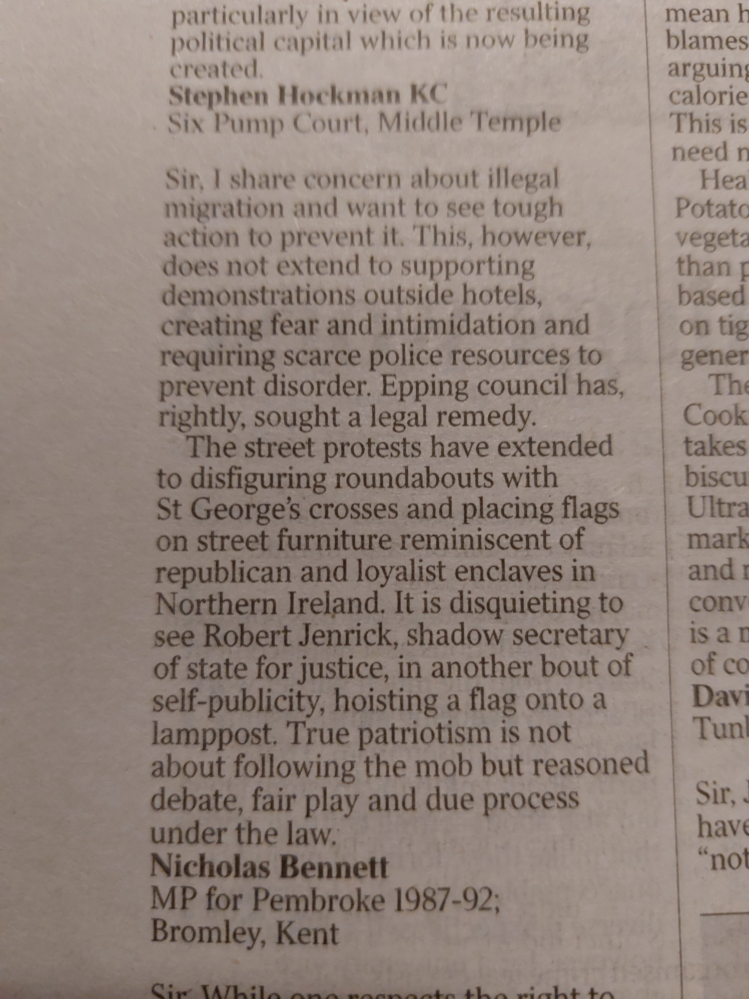 Letter in The Times, Saturday 23 August 2025.