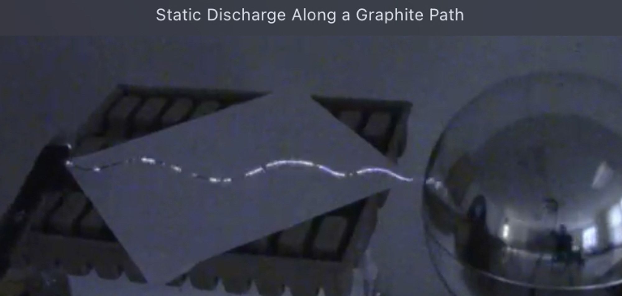 Sparks start to follow the graphite path