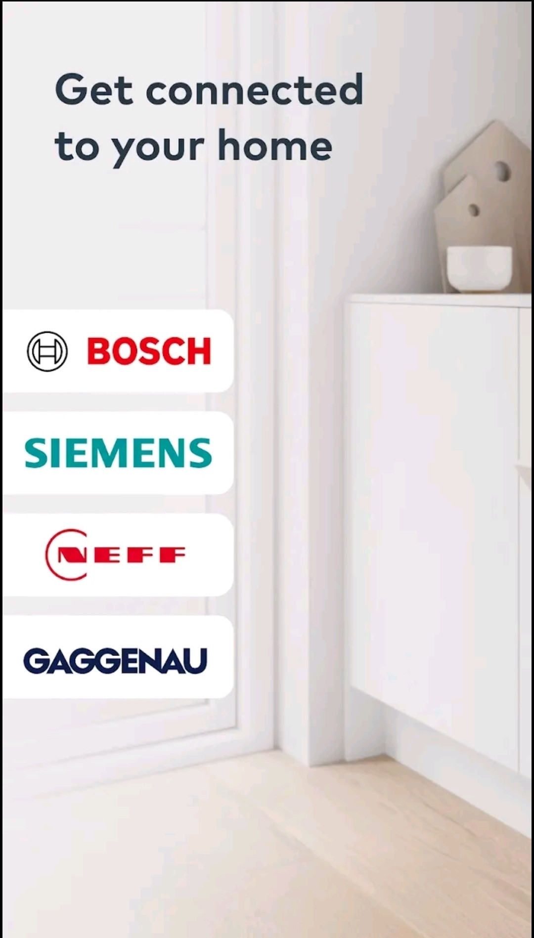 Logos of home appliance brands from some app. Bosch, Siemens, Neff and Gaggenau.