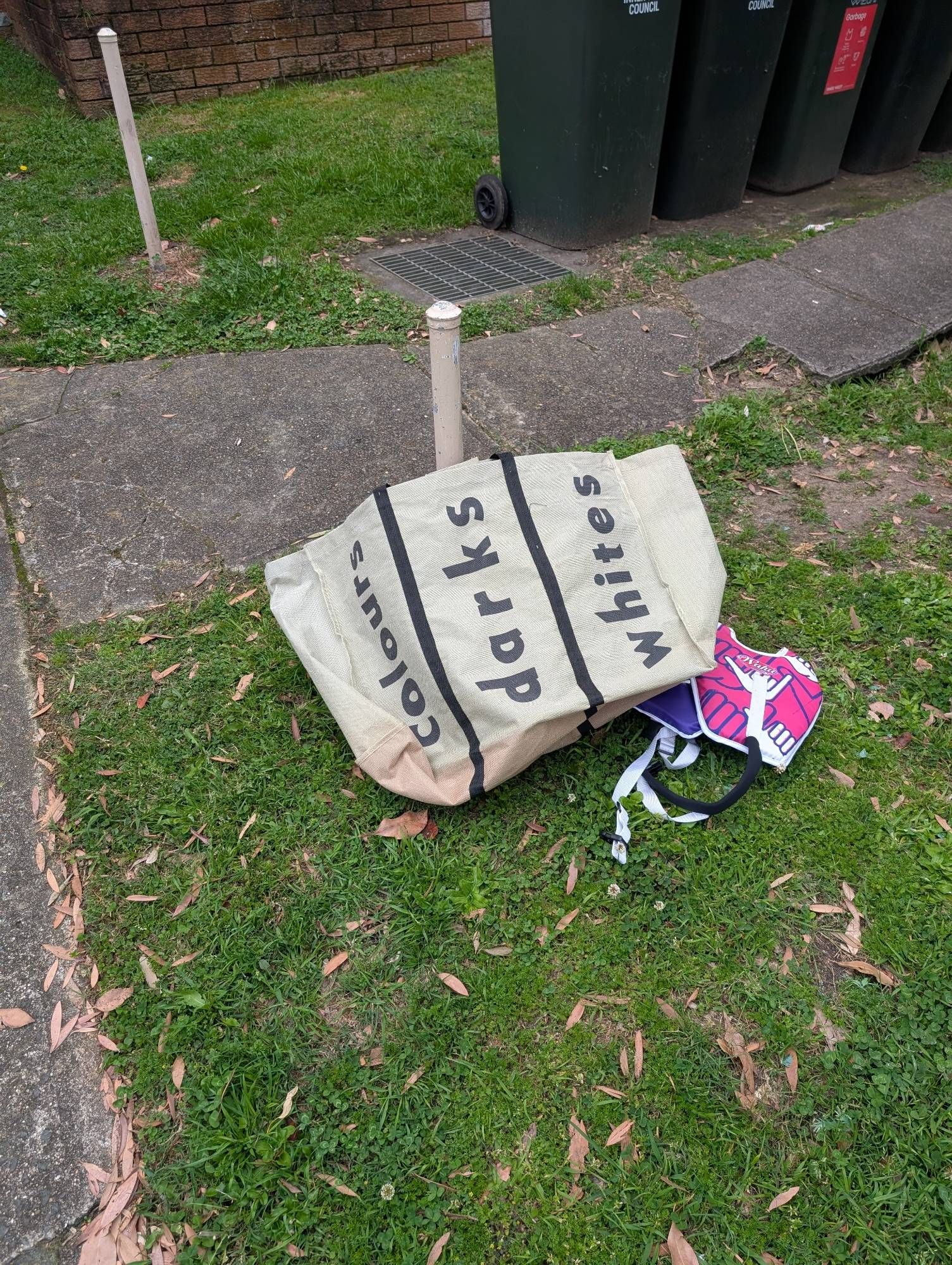 Like a big tote bag with "colours", "darks" and "whites" on the side, separated with thick lines