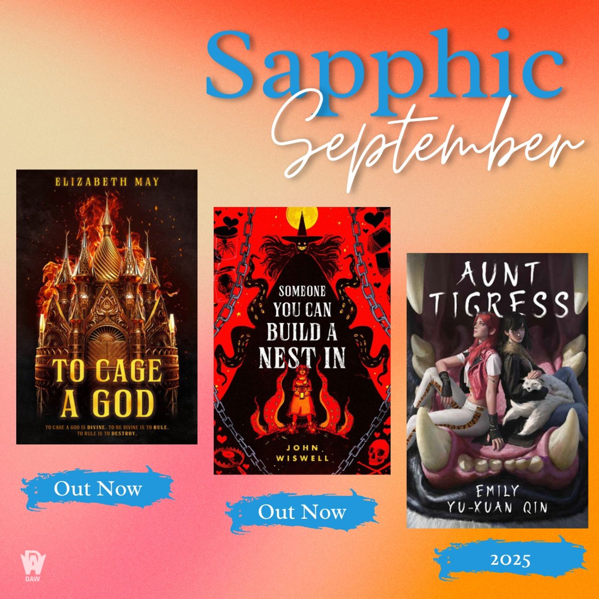 To Cage a God by Elizabeth May - a dark romantic fantasy of draconic gods, political revolutions, and deadly magical powers.

Someone You Can Build a Nest In by John Wiswell - a tender, heartwarming cozy fantasy between a monster and the monster hunter whom she falls for. 

And keep an eye out for the much-anticipated Aunt Tigress by Emily Yu-Xuan Qin - coming soon to sweep you off your feet with its captivating narrative inspired by Chinese and First Nations mythology with a sweet-as-Canadian-maple-syrup sapphic romance at its monstrous heart.