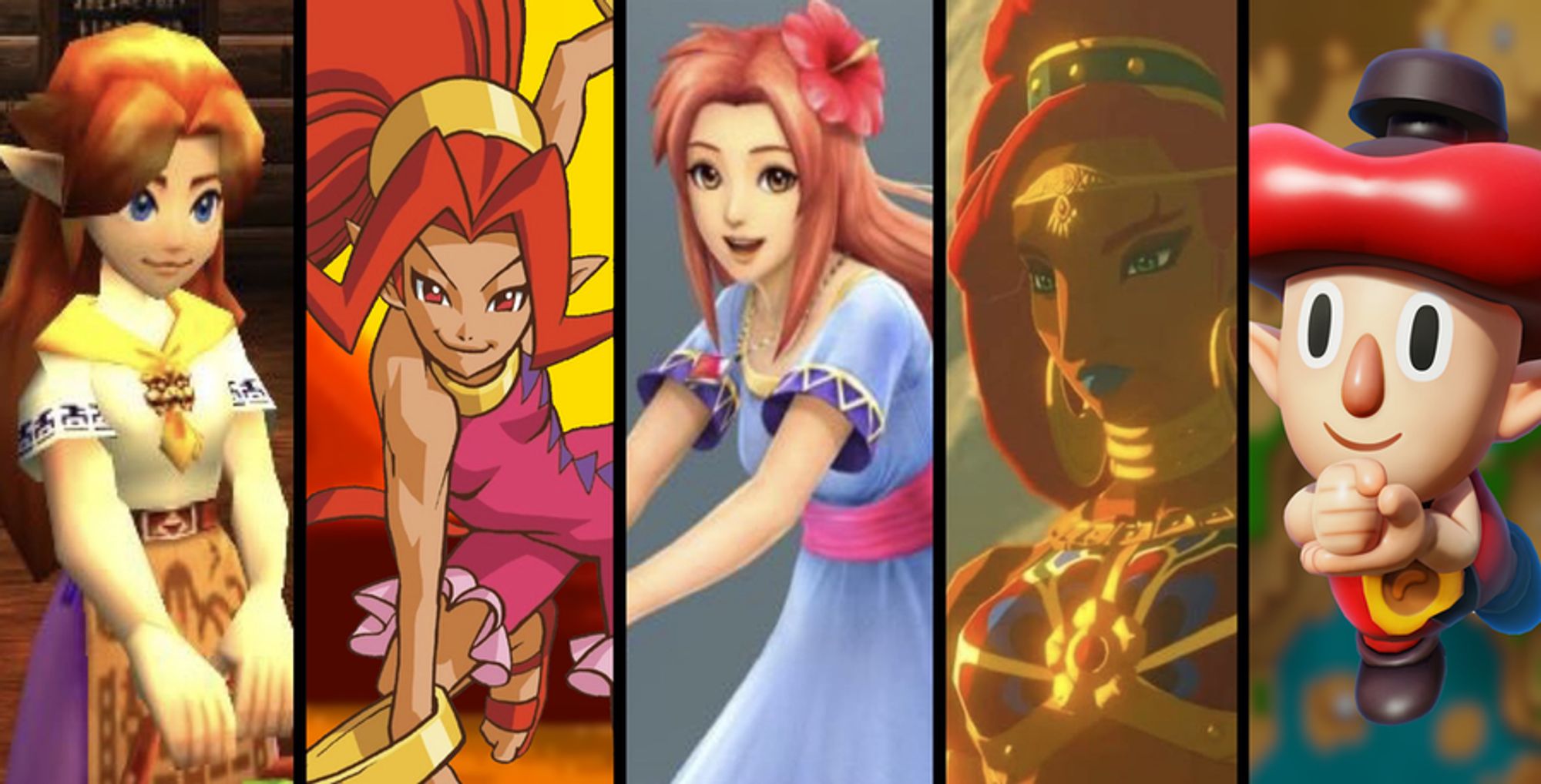 Malon/Cremia, Din, Marin, Urbosa, and Stamp Guy