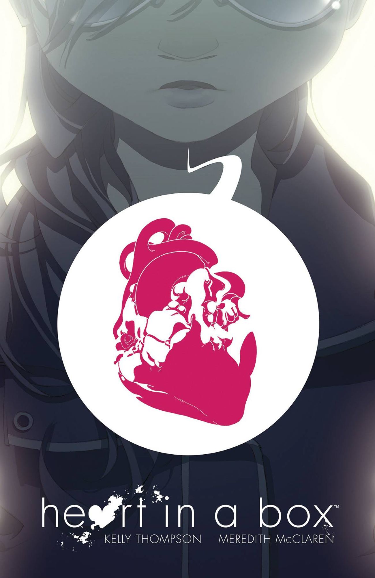 cover to Heart in a Box: a woman (shown from cheekbone to midchest) with a word balloon containing a human heart

Cover by Meredith McClaren