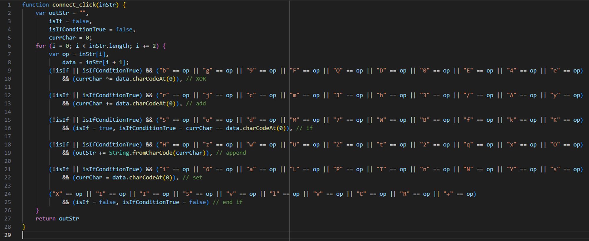 Screenshot of string decode function from the Skybucks phishing site