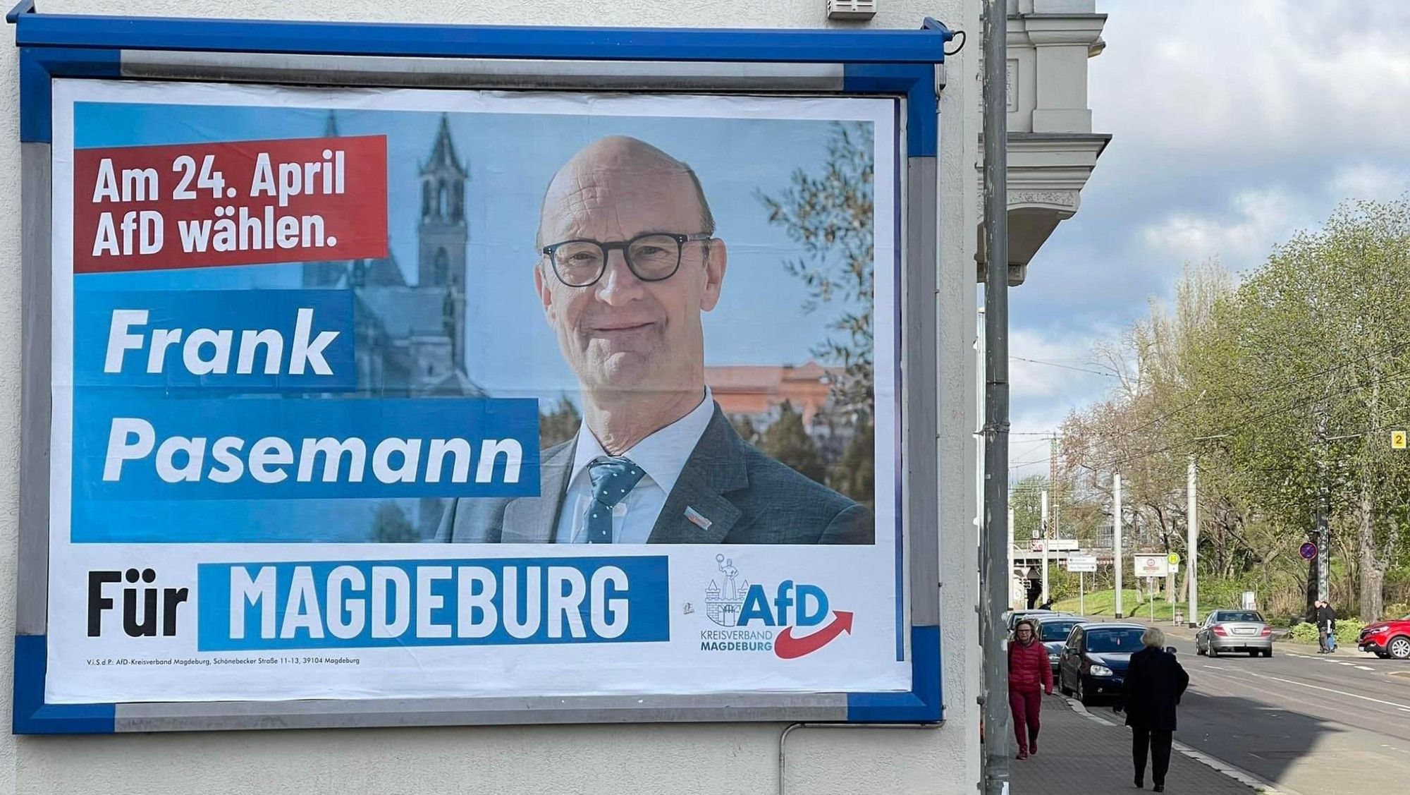 Trotz Parteiausschluss: Wahlplakat der AfD für Frank Pasemann zur Oberbürgermeister-Wahl in Magdeburg 2022 | Screenshot: facebook via lsa-rechtsaussen.net