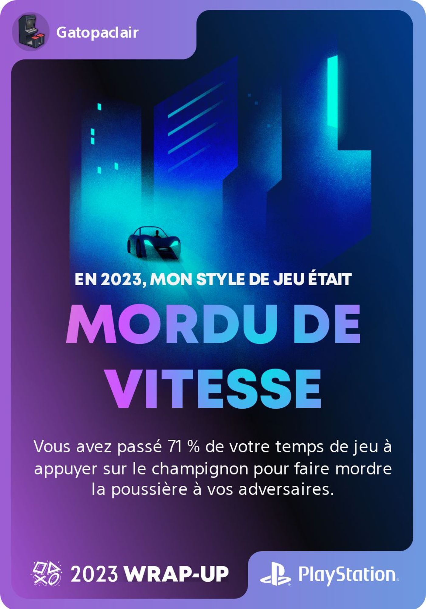 Type de joueur Playstation de Gatomat : Mordu de vitesse