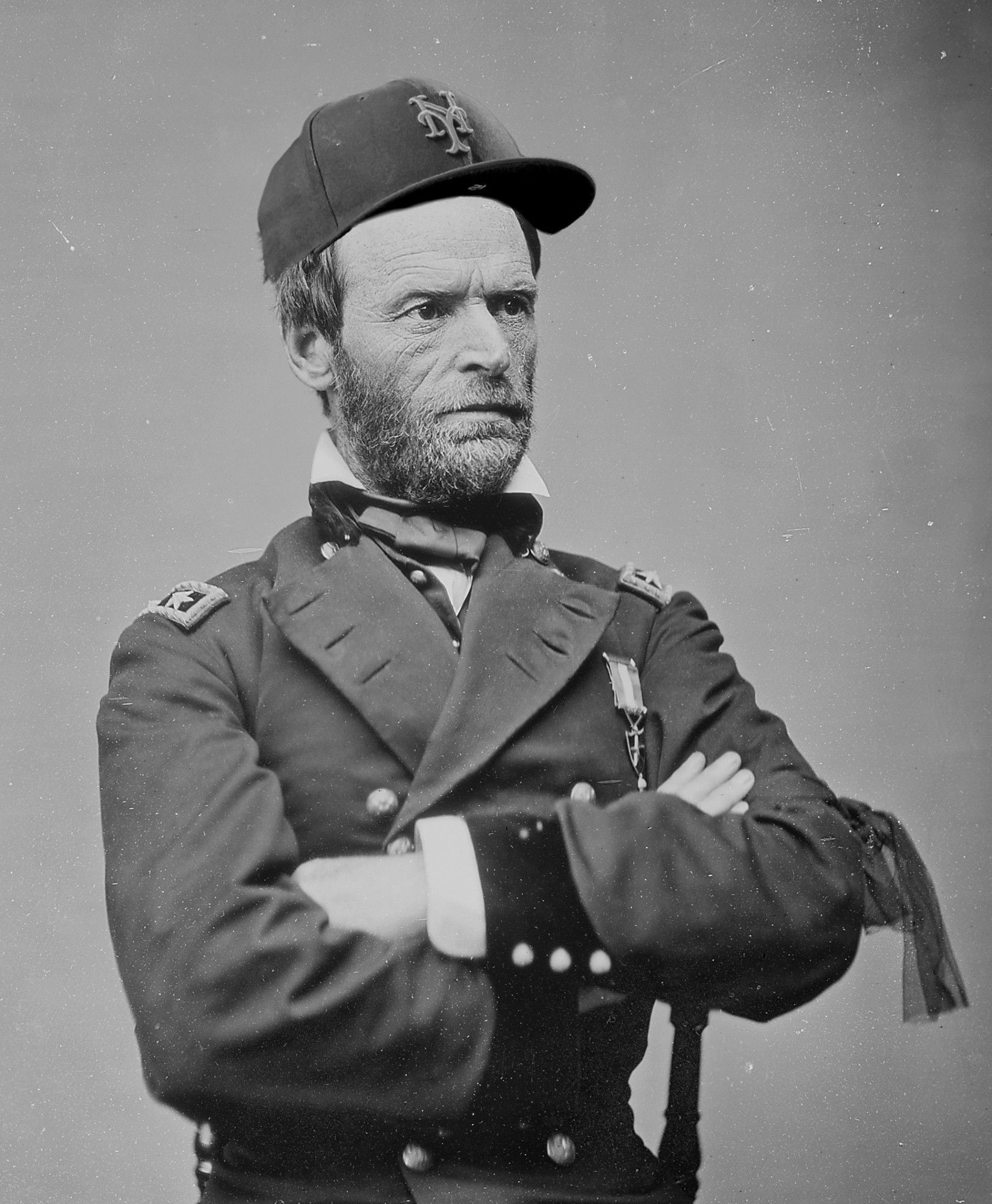 General Sherman wearing a Mets hat