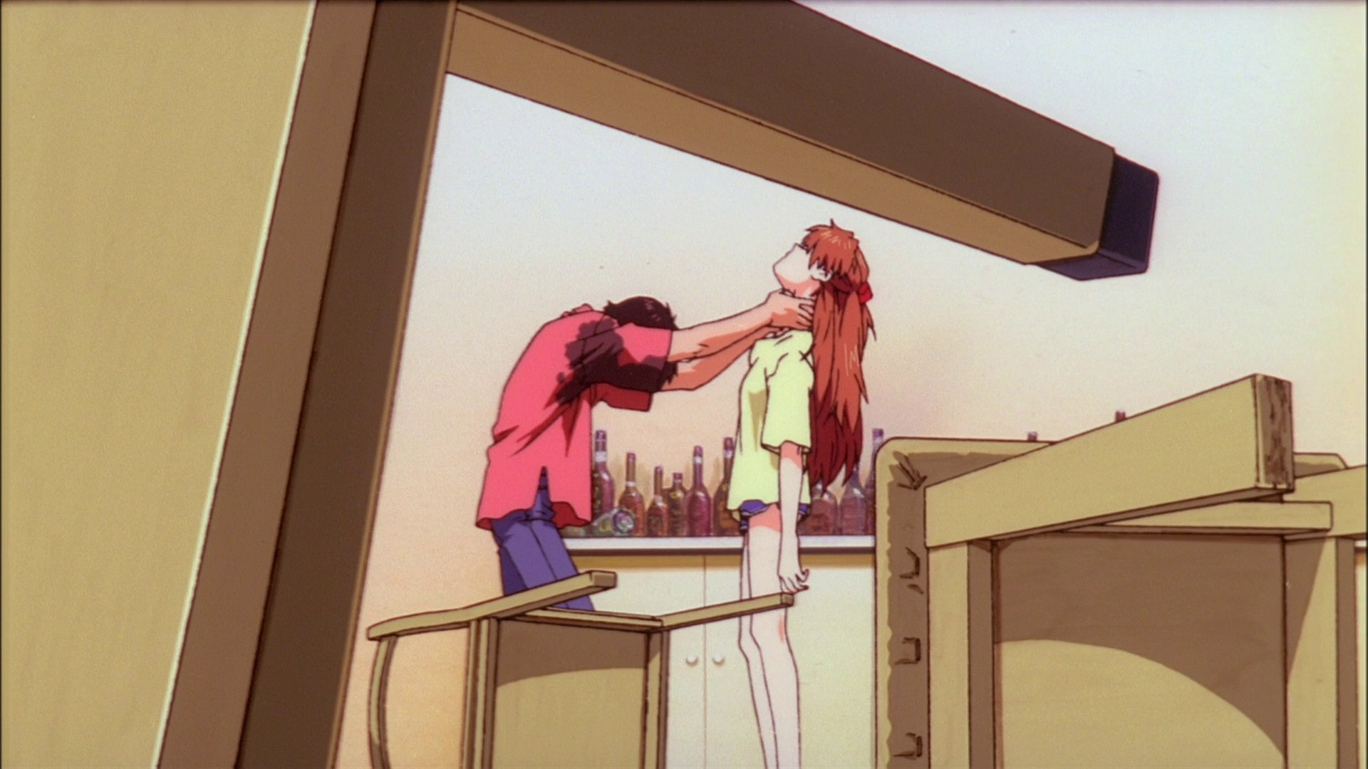 Shinji strangling Asuka