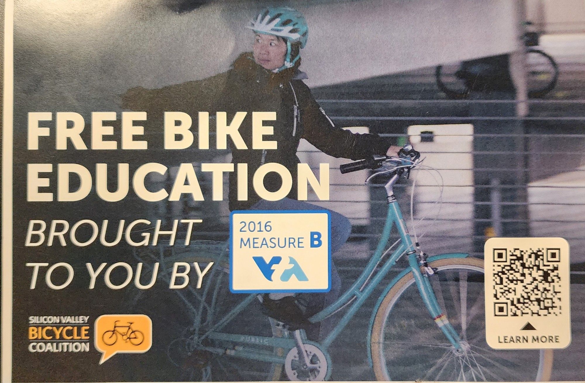 Photo of silicon valley bicycle coalition card promoting for free bike education